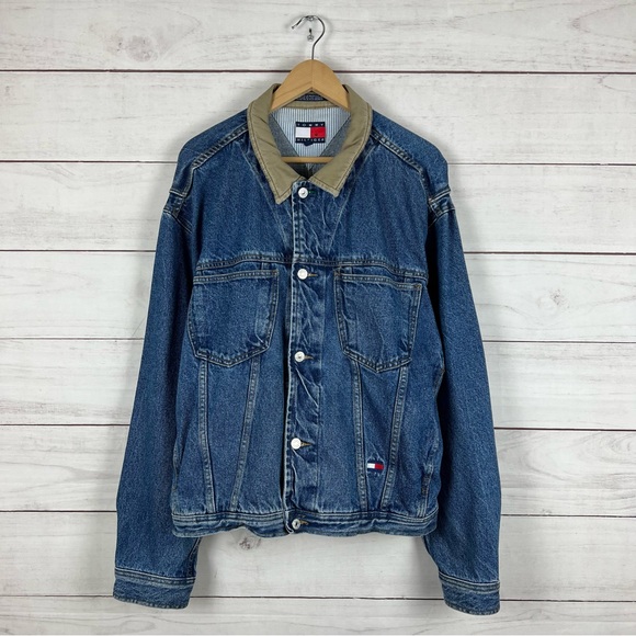 Vintage 1990s Tommy Hilfiger Corduroy Denim Trucker Jacket XL